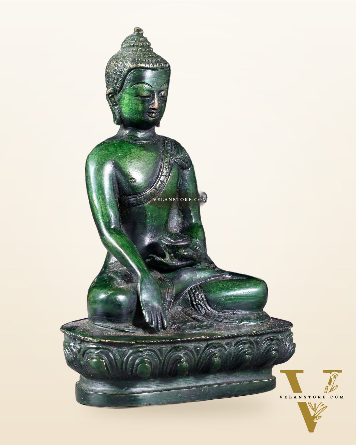 Pure Brass Buddha Bhumisparsha Nirvana Mudra Idol 5.5"