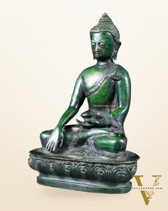 Pure Brass Buddha Bhumisparsha Nirvana Mudra Idol 5.5"