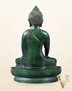 Pure Brass Buddha Bhumisparsha Nirvana Mudra Idol 5.5"