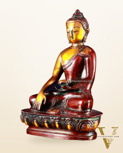 Pure Brass Buddha Bhumisparsha Nirvana Mudra Idol 5.5"
