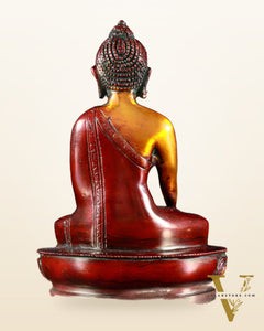 Pure Brass Buddha Bhumisparsha Nirvana Mudra Idol 5.5"