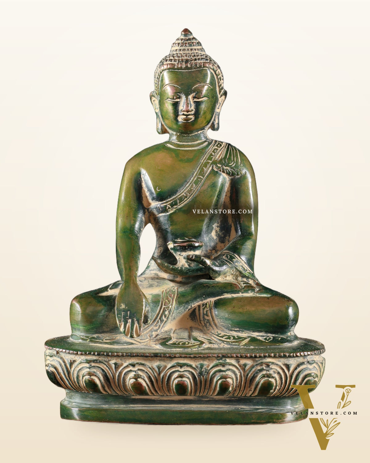 Pure Brass Buddha Bhumisparsha Nirvana Mudra Idol 5.5"