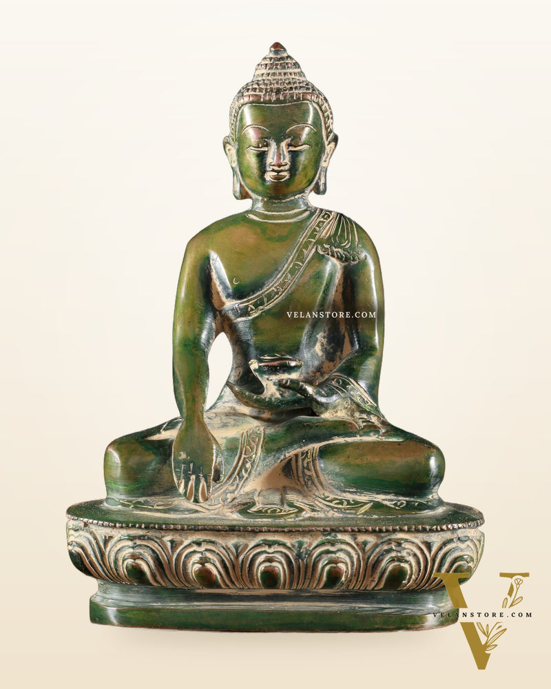 Pure Brass Buddha Bhumisparsha Nirvana Mudra Idol 5.5"