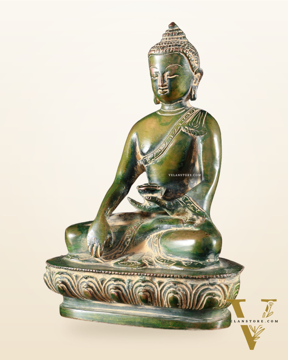 Pure Brass Buddha Bhumisparsha Nirvana Mudra Idol 5.5"
