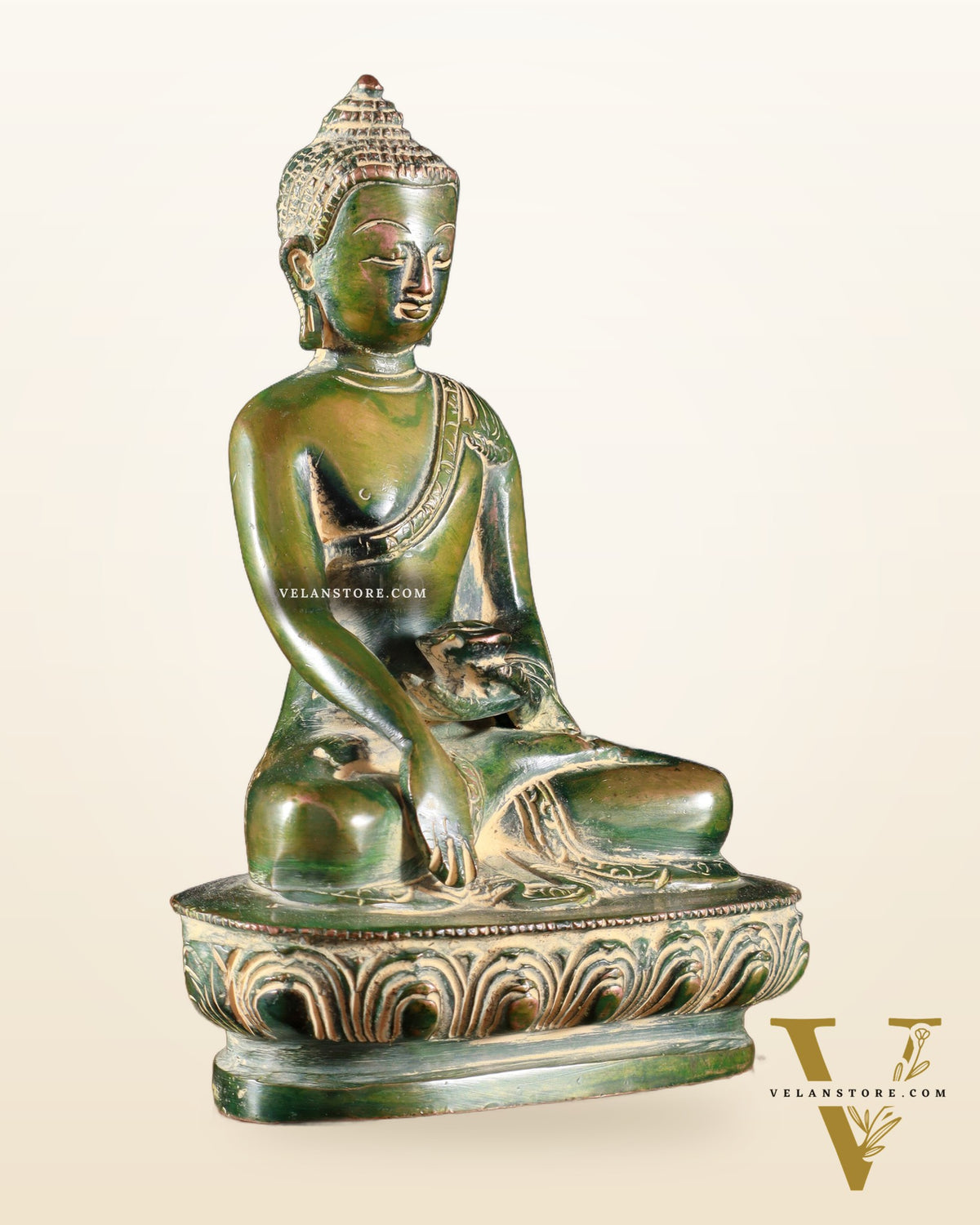 Pure Brass Buddha Bhumisparsha Nirvana Mudra Idol 5.5"