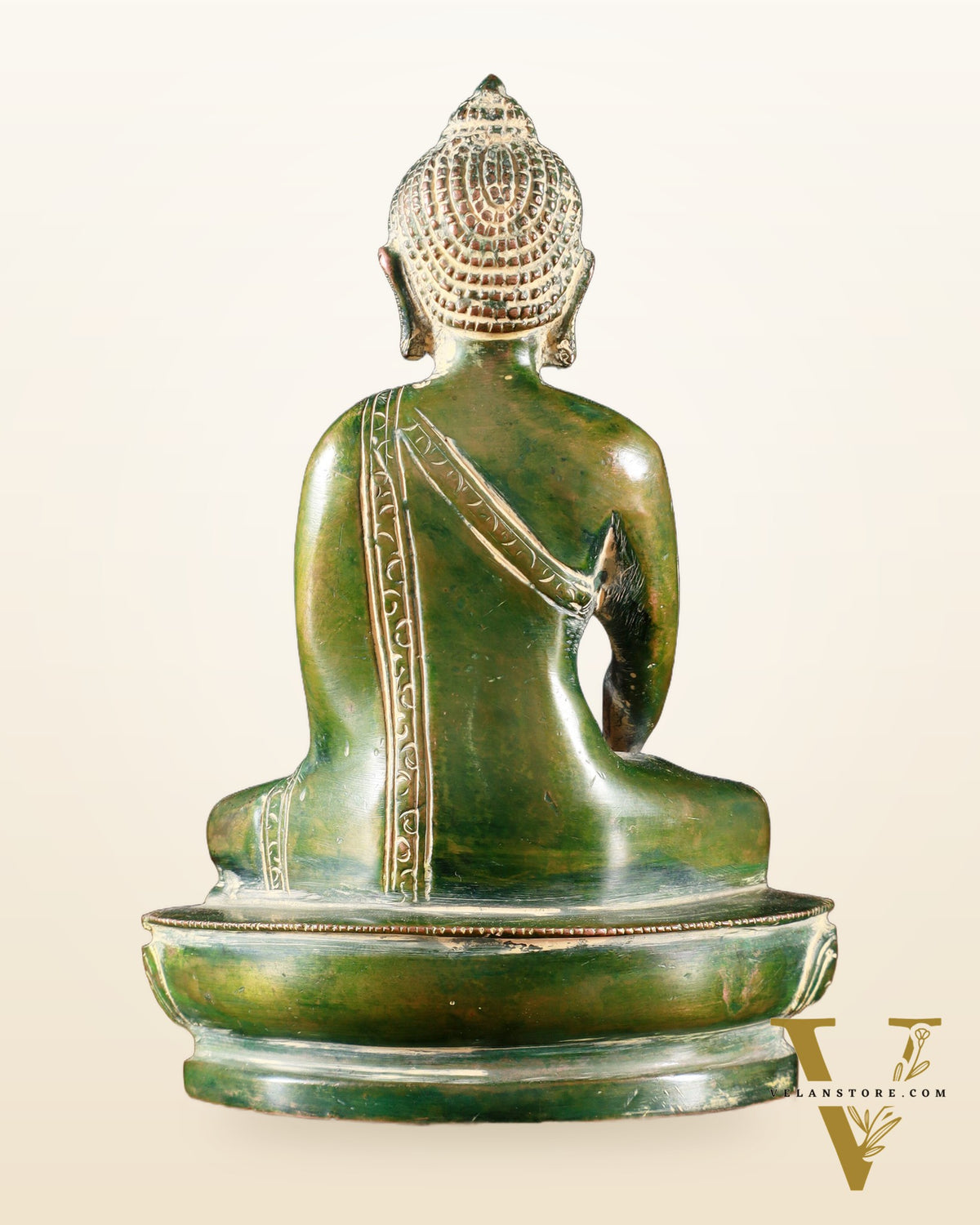 Pure Brass Buddha Bhumisparsha Nirvana Mudra Idol 5.5"