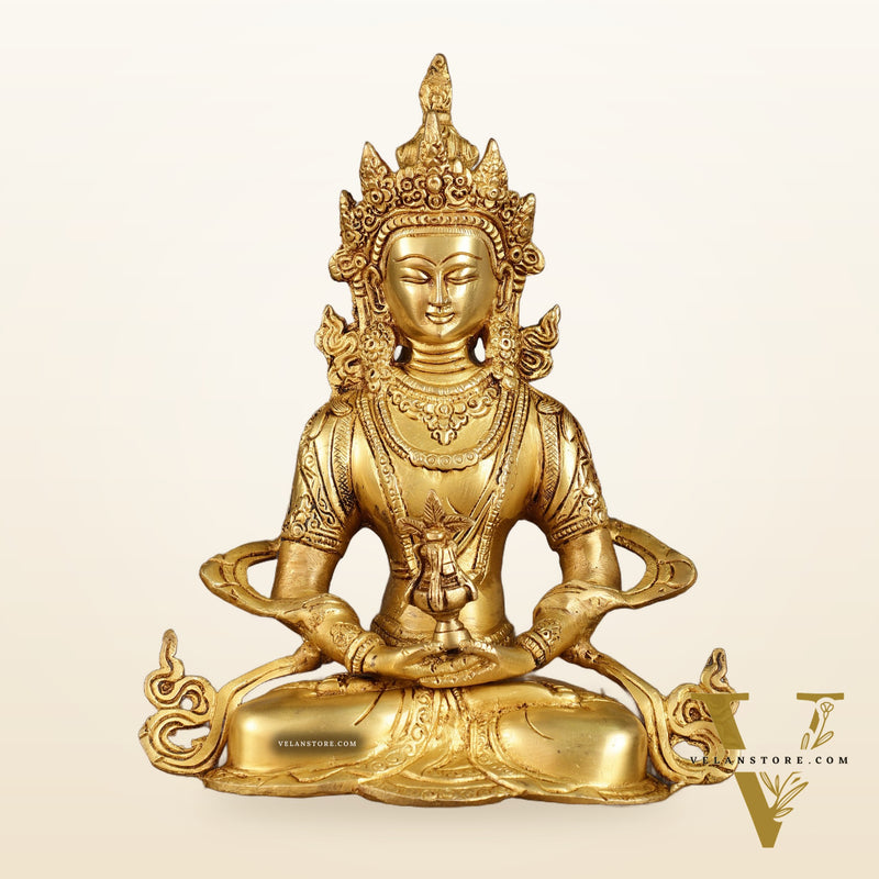 Pure Brass Buddha in Amitabha Mudra | Meditation Buddha | 12 Inch Statue