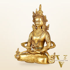 Pure Brass Buddha in Amitabha Mudra | Meditation Buddha | 12 Inch Statue
