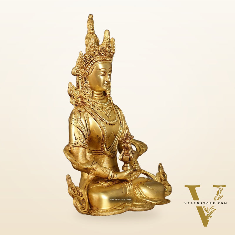 Pure Brass Buddha in Amitabha Mudra | Meditation Buddha | 12 Inch Statue