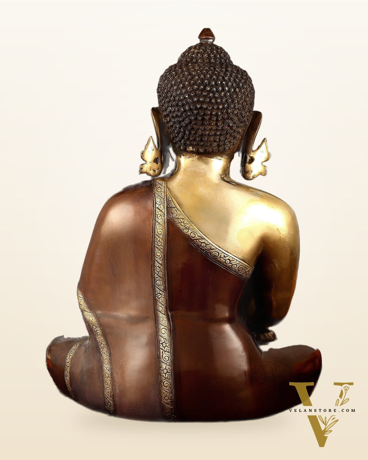 Pure Brass Buddha in Bhumisparsha Mudra Statue - 21" | large size