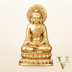 Pure Brass Buddha in Meditation Miniature Idol 4 inch