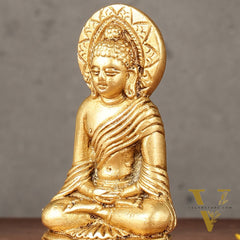 Pure Brass Buddha in Meditation Miniature Idol 4 inch