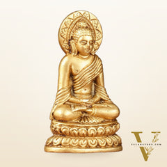 Pure Brass Buddha in Meditation Miniature Idol 4 inch