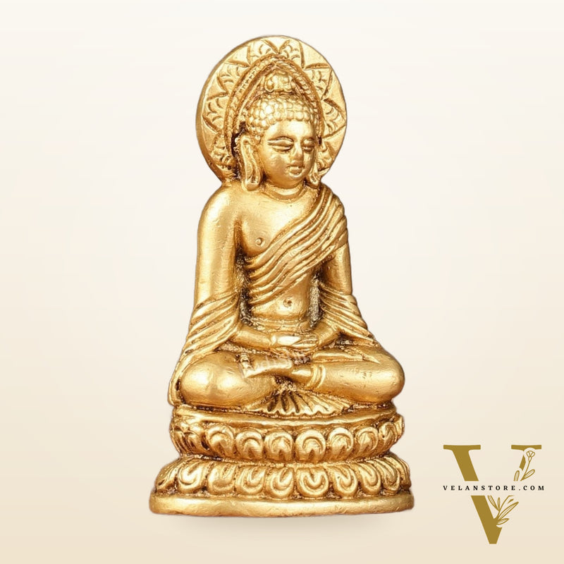 Pure Brass Buddha in Meditation Miniature Idol 4 inch