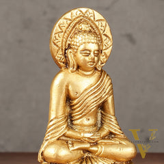 Pure Brass Buddha in Meditation Miniature Idol 4 inch