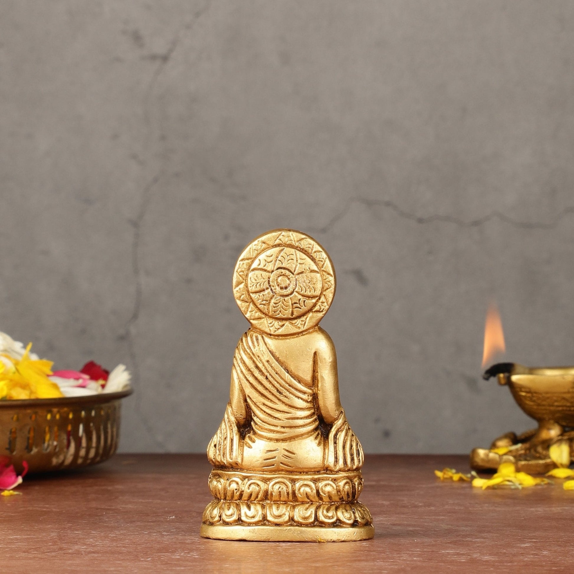 Pure Brass Buddha in Meditation Miniature Idol 4 inch