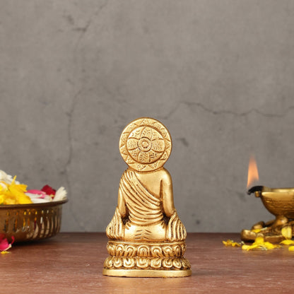 Pure Brass Buddha in Meditation Miniature Idol 4 inch