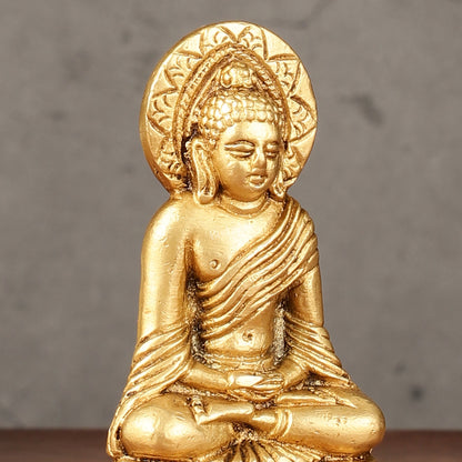 Pure Brass Buddha in Meditation Miniature Idol 4 inch