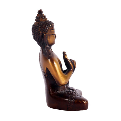 Pure Brass Buddha Miniature Set | 6 Mudras | Brown Gold | Height 3 inches