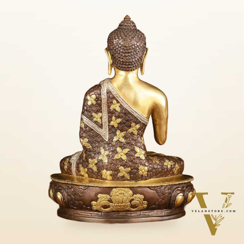 Pure Brass Buddha Sculpture - 13" Three Tone Finish Exclusive
