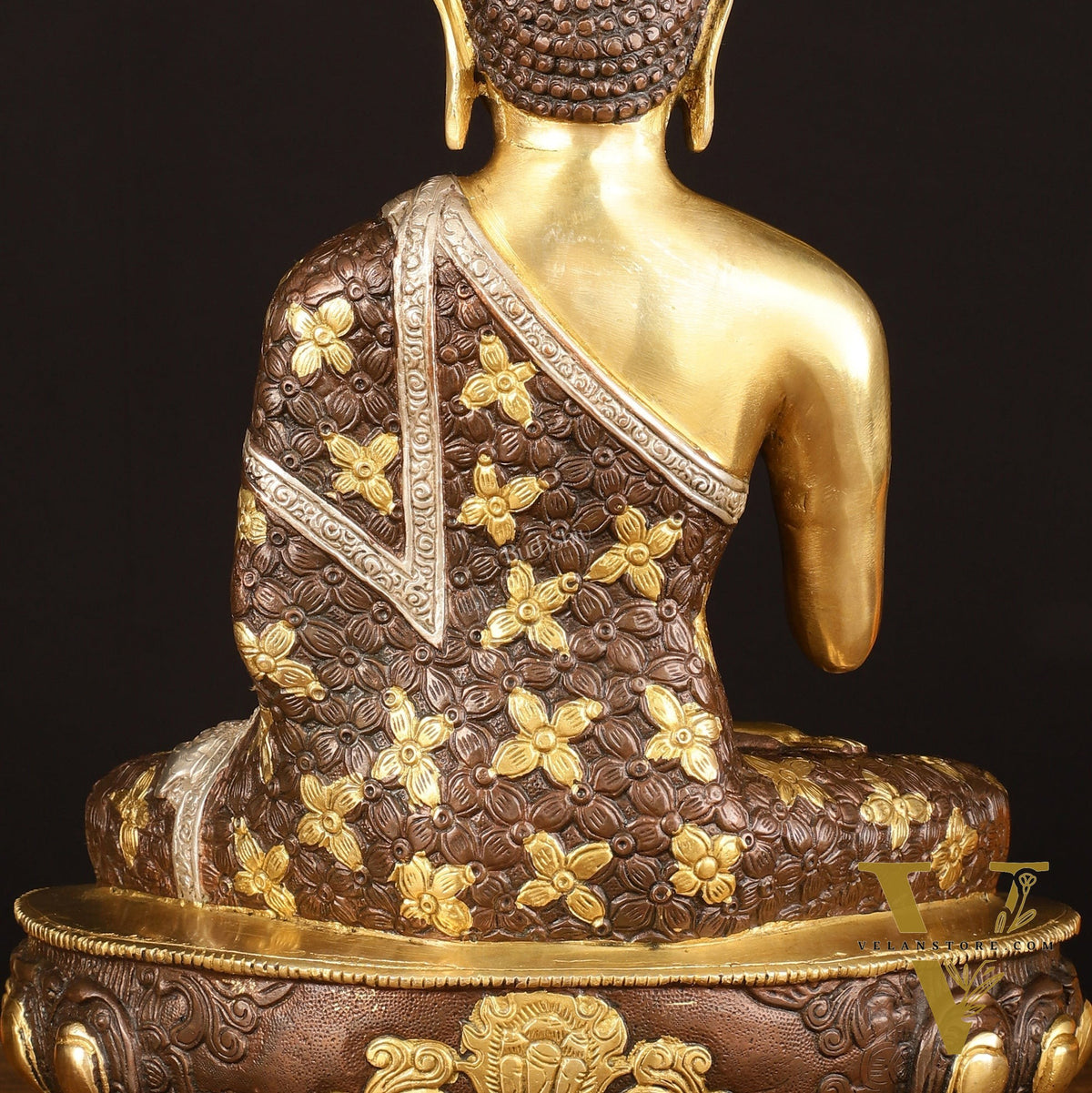Pure Brass Buddha Sculpture - 13" Three Tone Finish Exclusive