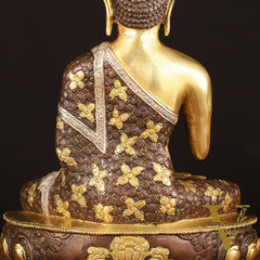 Pure Brass Buddha Sculpture - 13" Three Tone Finish Exclusive