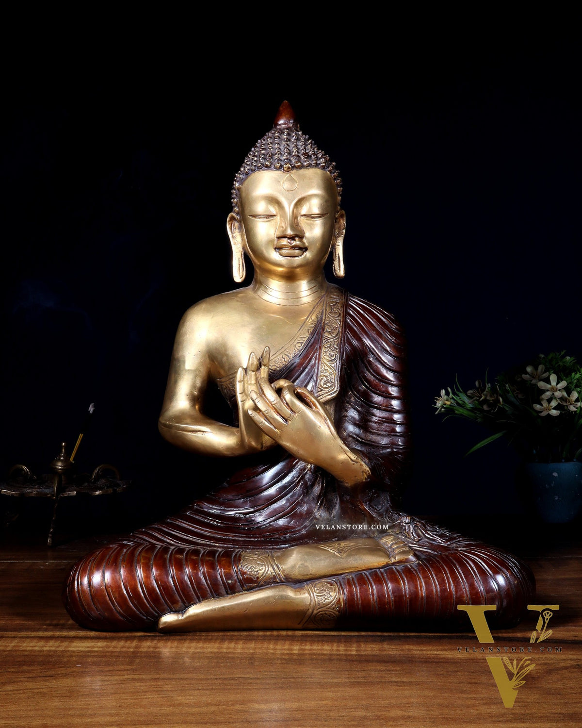 Pure Brass Buddha Statue 14 inch dual tone
