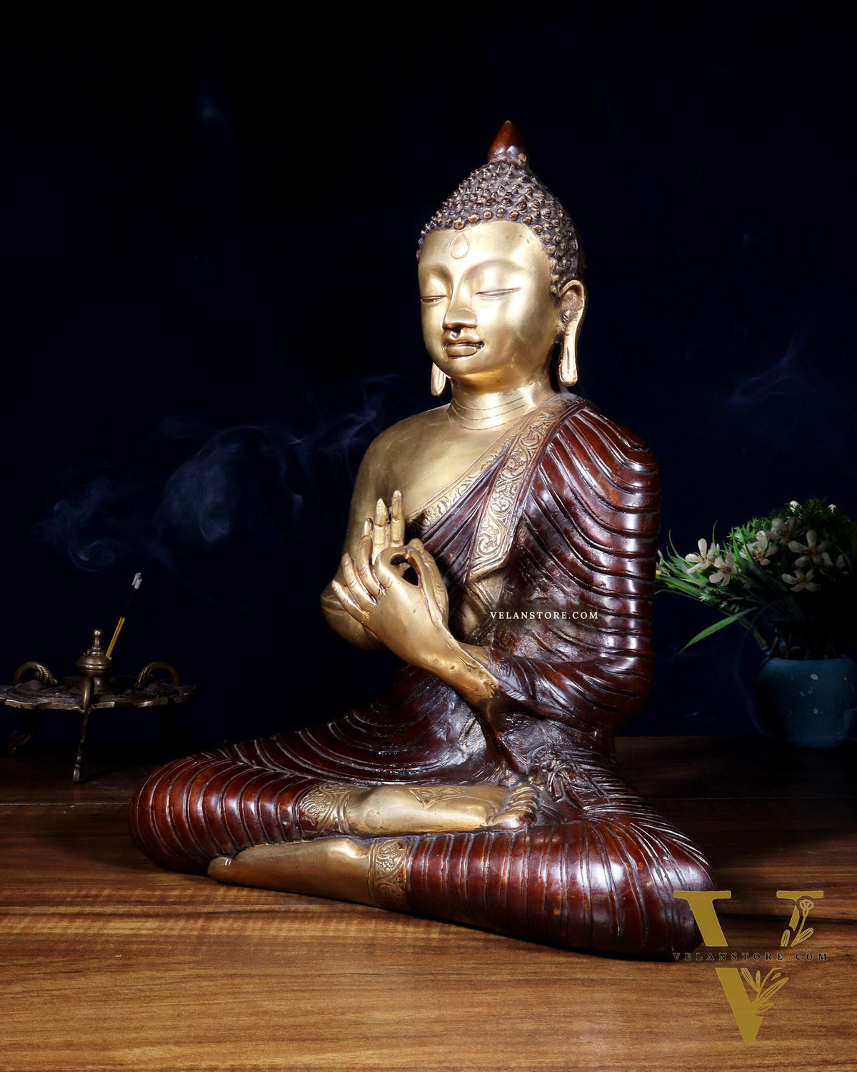 Pure Brass Buddha Statue 14 inch dual tone