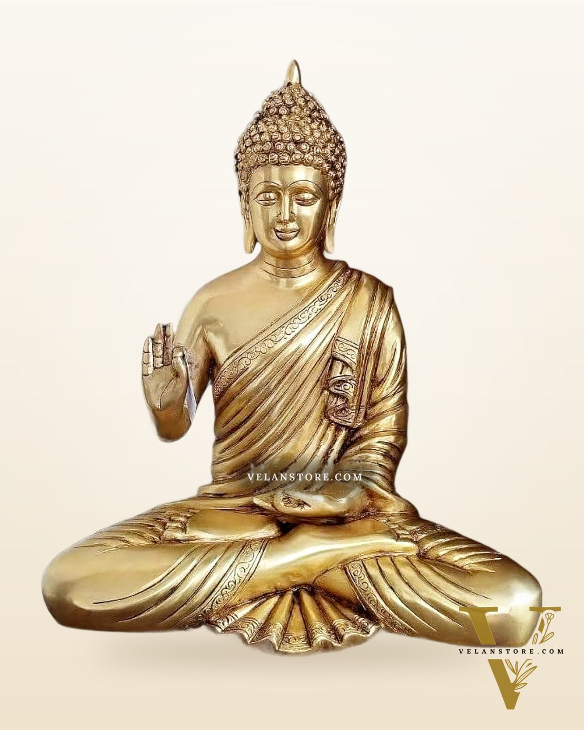 Pure Brass Buddha Statue – 15 Inch | Meditative Peace in Majestic Brass