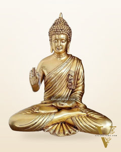 Pure Brass Buddha Statue – 15 Inch | Meditative Peace in Majestic Brass