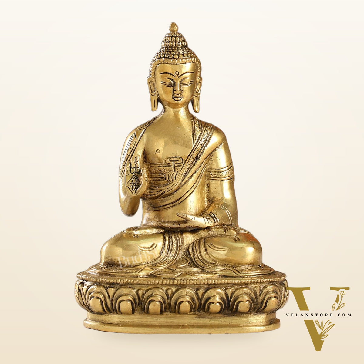 Pure Brass Buddha Statue | Abhaya Mudra | 7.5" Antique