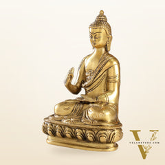 Pure Brass Buddha Statue | Abhaya Mudra | 7.5" Antique