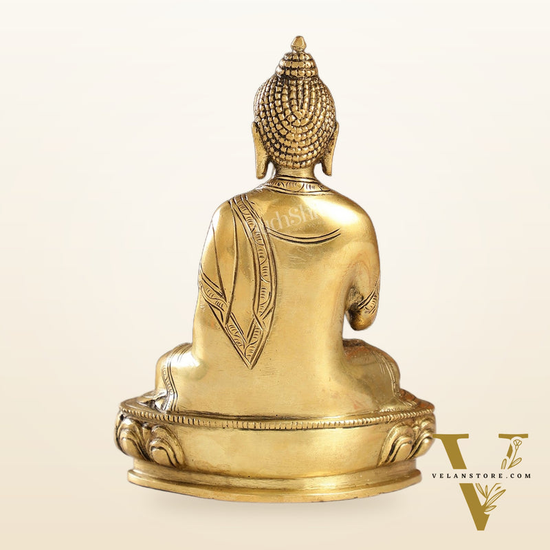 Pure Brass Buddha Statue | Abhaya Mudra | 7.5" Antique