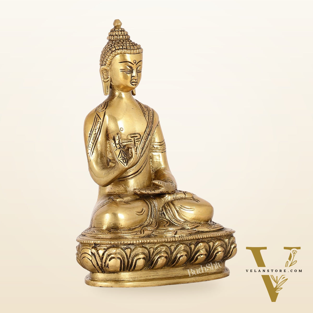 Pure Brass Buddha Statue | Abhaya Mudra | 7.5" Antique