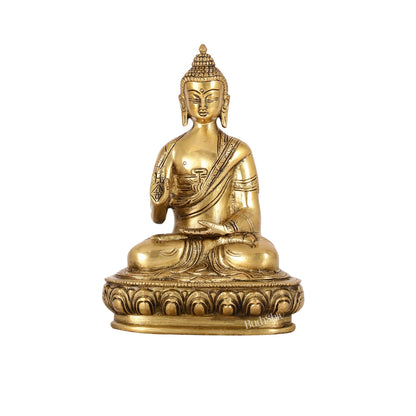 Pure Brass Buddha Statue | Abhaya Mudra | 7.5" Antique