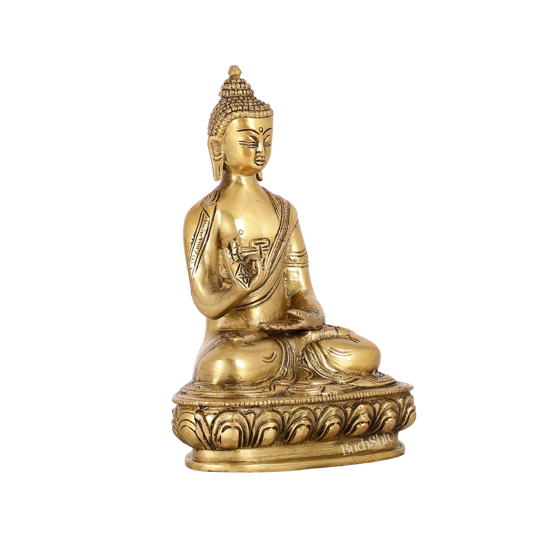 Pure Brass Buddha Statue | Abhaya Mudra | 7.5" Antique
