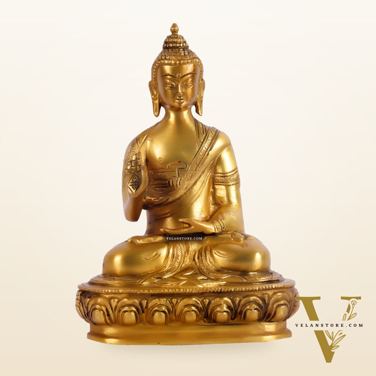 Pure Brass Buddha Statue | Abhaya Mudra | 7.5" x 6" x 3
