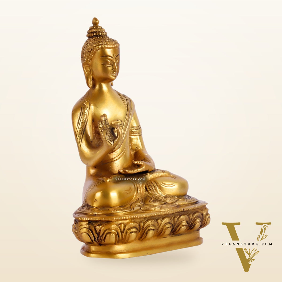 Pure Brass Buddha Statue | Abhaya Mudra | 7.5" x 6" x 3