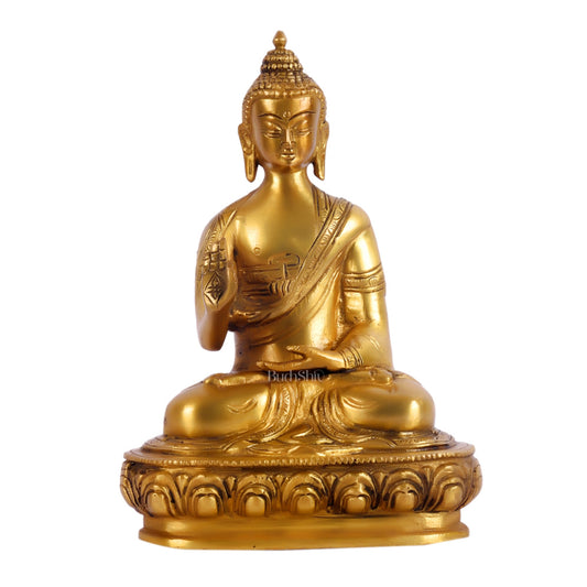 Pure Brass Buddha Statue | Abhaya Mudra | 7.5" x 6" x 3