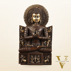 Pure Brass Buddha Statue Dharmachakra | 11" Height