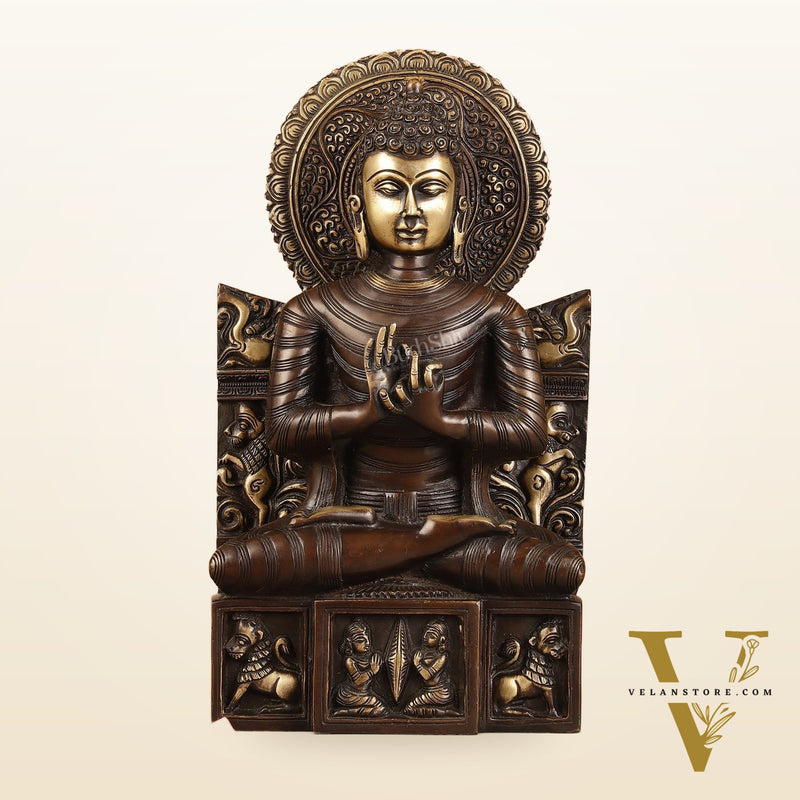 Pure Brass Buddha Statue Dharmachakra | 11" Height