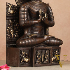 Pure Brass Buddha Statue Dharmachakra | 11" Height