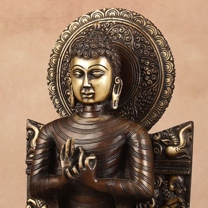 Pure Brass Buddha Statue Dharmachakra | 11" Height