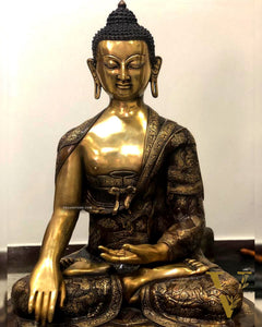 Pure Brass Buddha Statue - Handcrafted, 33" Tall, 48kg