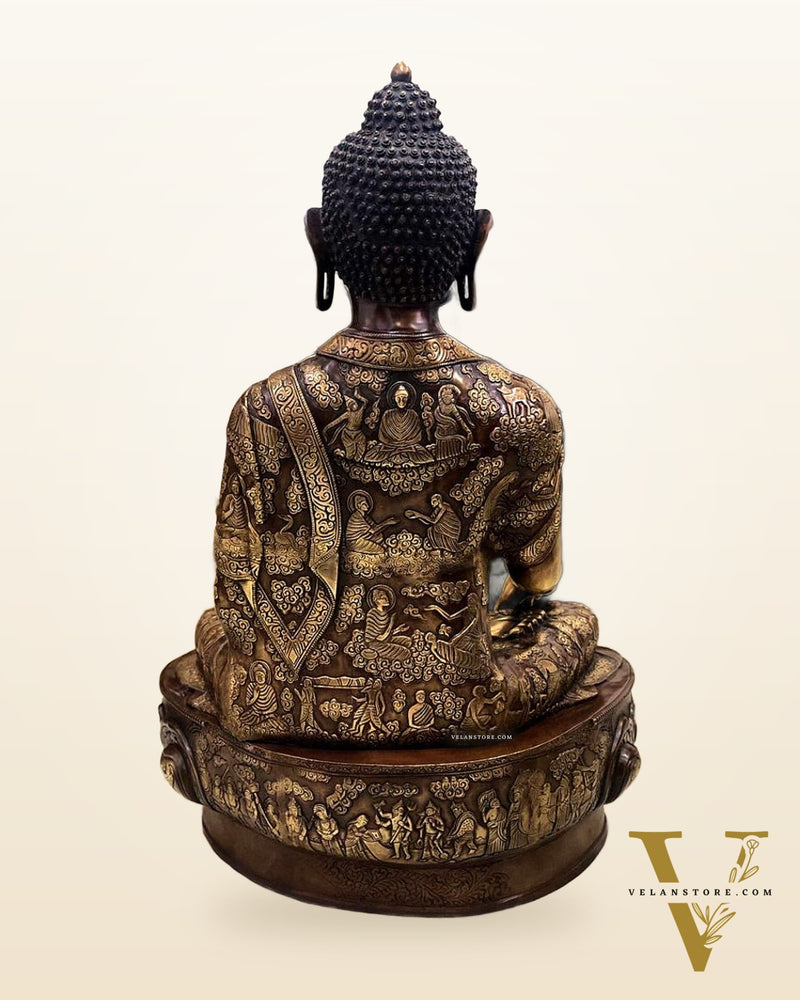 Pure Brass Buddha Statue - Handcrafted, 33" Tall, 48kg