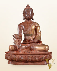Pure Brass Buddha Statue healing  - 9.5"