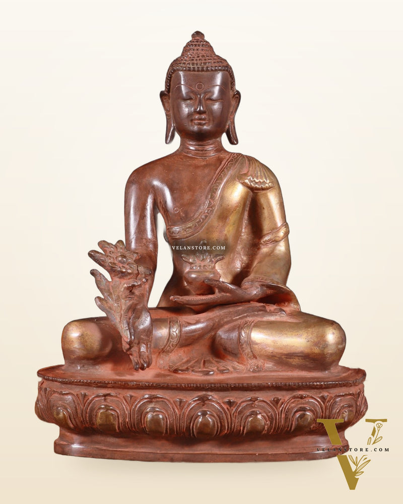 Pure Brass Buddha Statue healing  - 9.5"