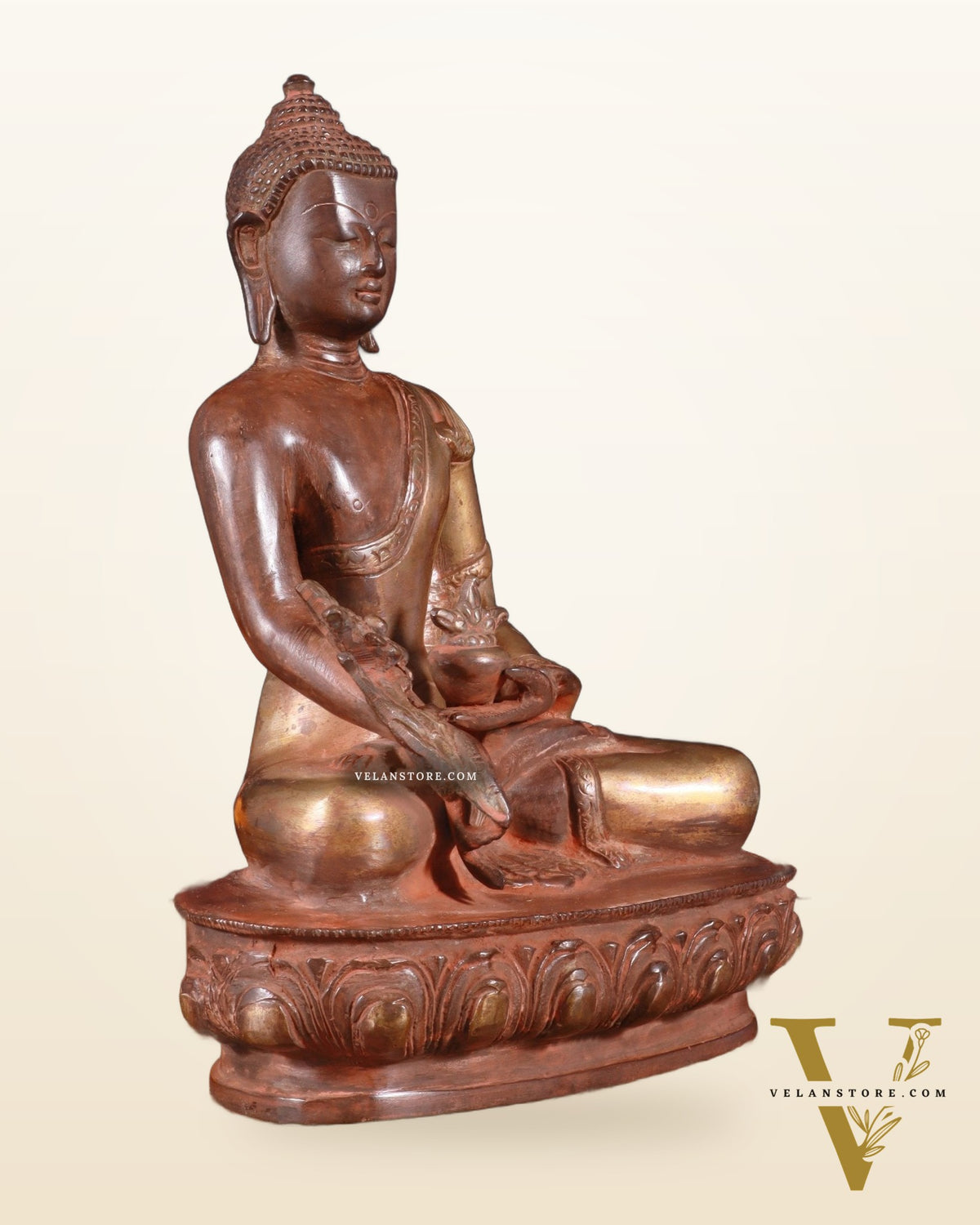 Pure Brass Buddha Statue healing  - 9.5"