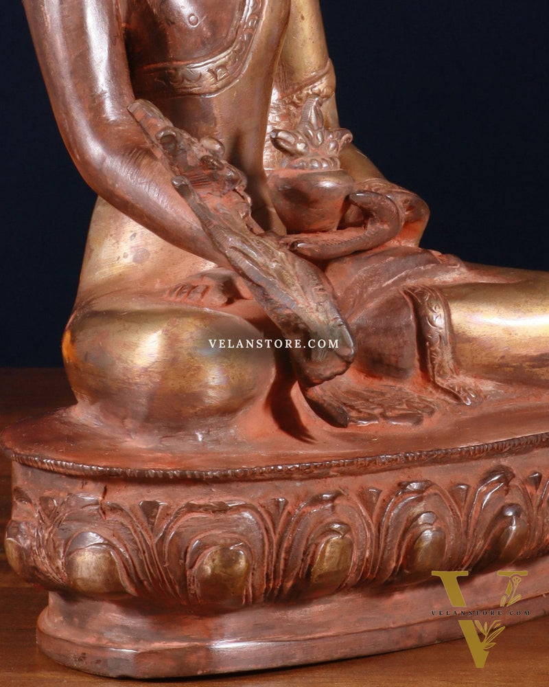 Pure Brass Buddha Statue healing  - 9.5"