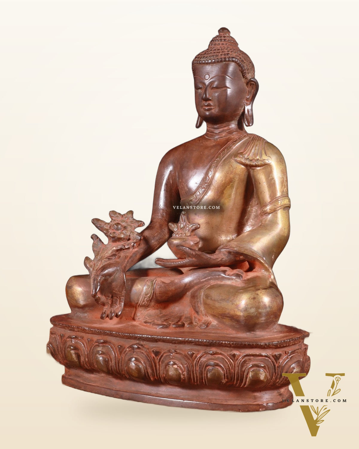 Pure Brass Buddha Statue healing  - 9.5"
